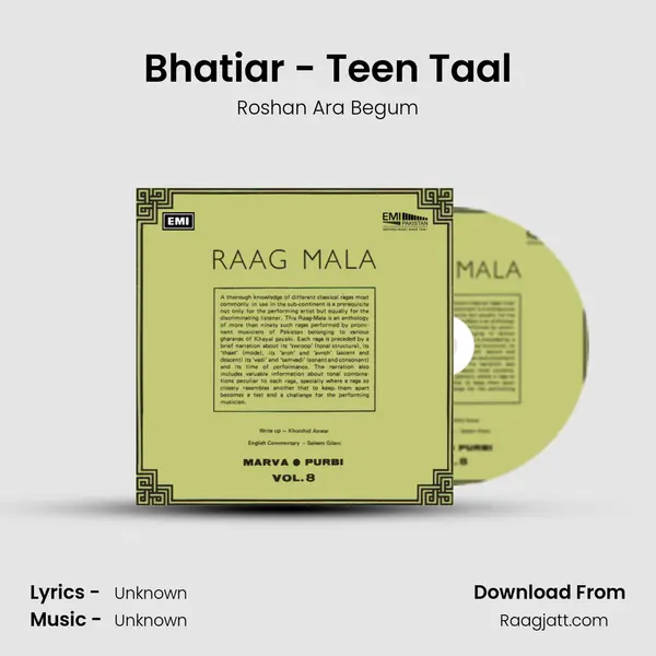 Bhatiar - Teen Taal - Roshan Ara Begum album cover 