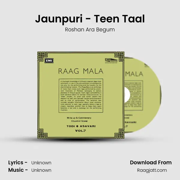 Jaunpuri - Teen Taal - Roshan Ara Begum album cover 